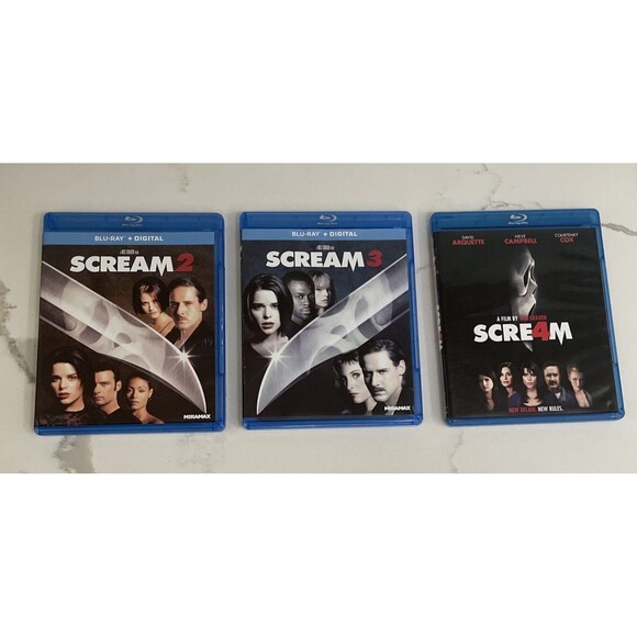 Other - Scream 2 3 4 Blu-ray Lot Wes Craven Slasher Horror Movie Collection 3 Films